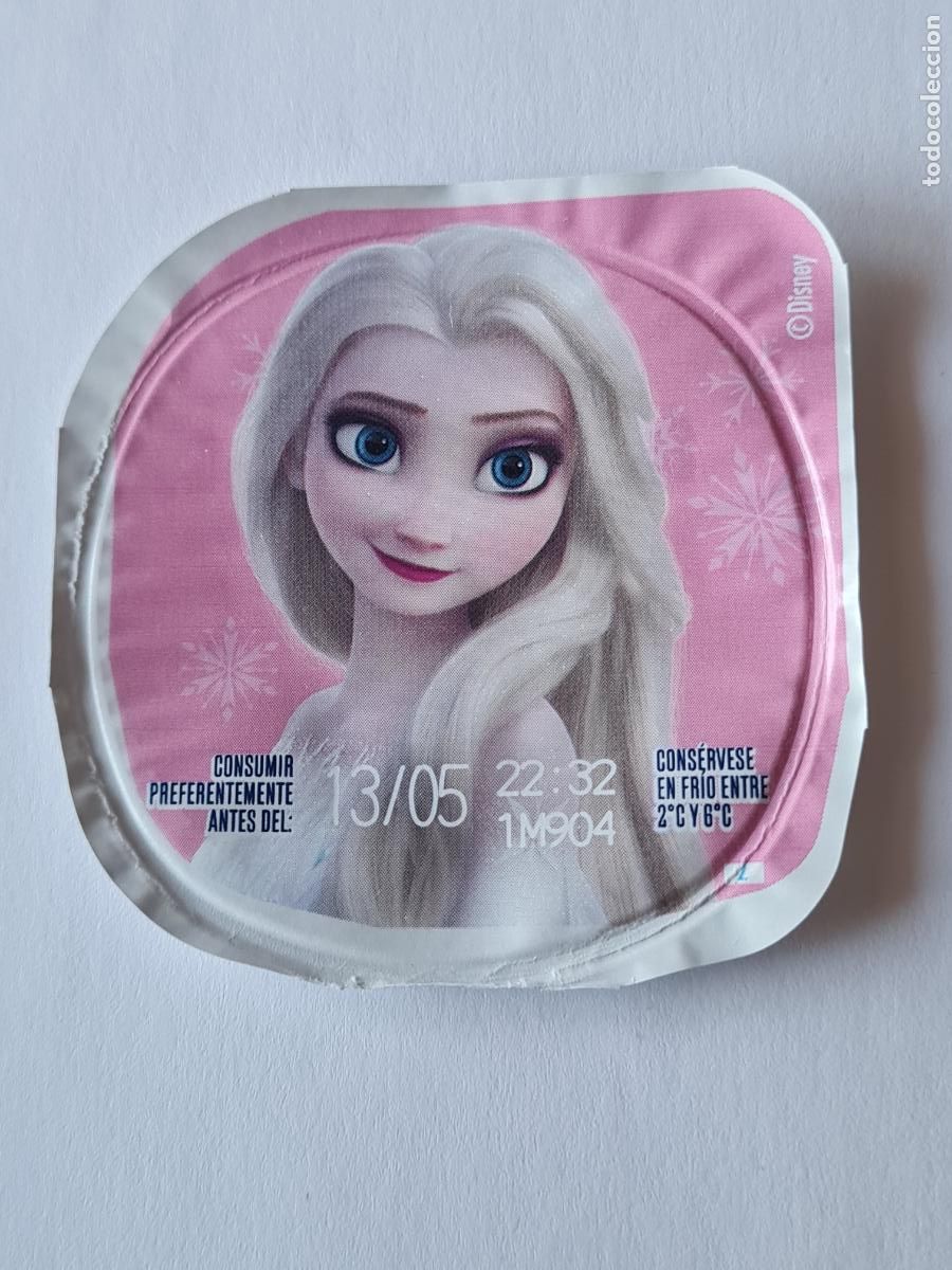 Etiquetas antiguas: ELSA POSE 2 FROZEN - DISNEY - TAPA YOGUR DANONE SABORES - 2023