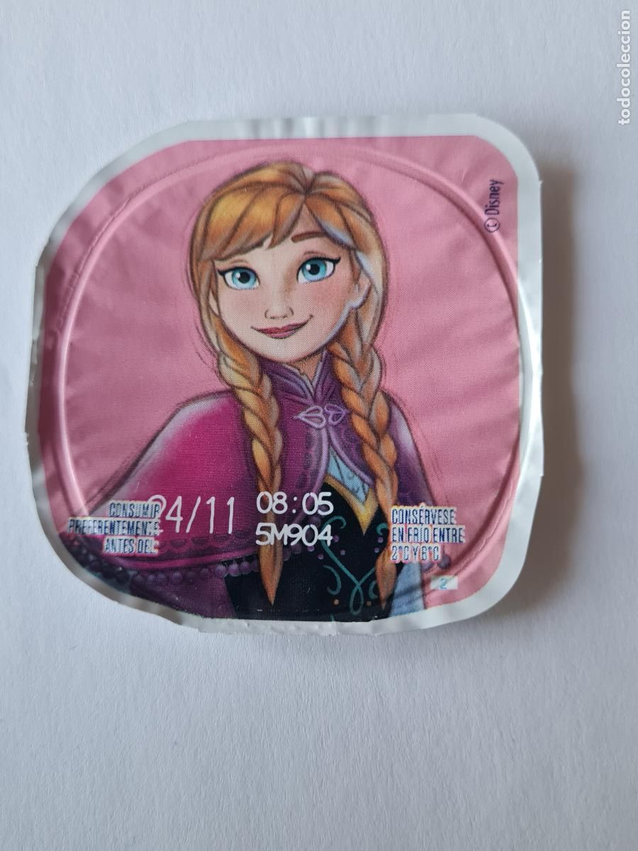 Etiquetas antiguas: ANNA-FROZEN DISNEY 100 ANIVERSARIO - TAPA YOGUR DANONE SABORES - 2023