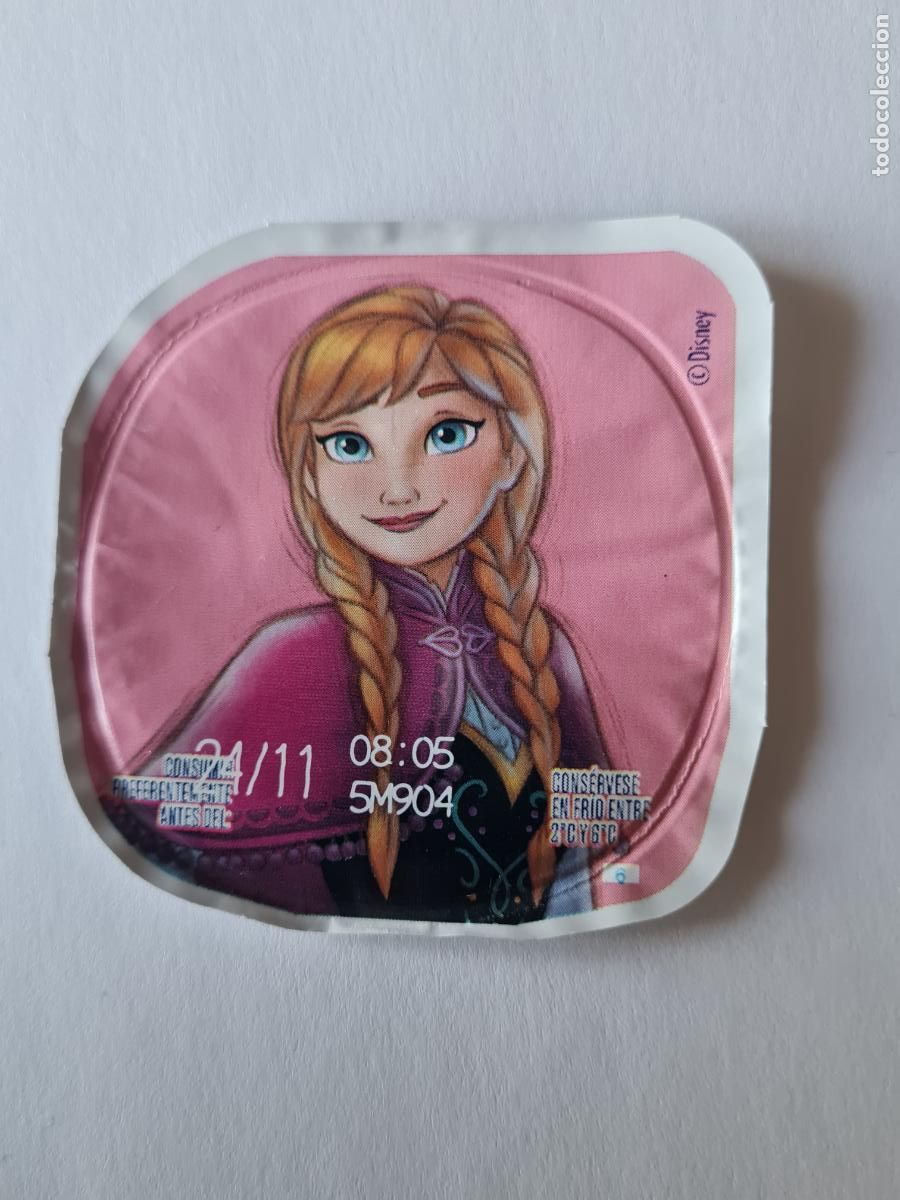 Etiquetas antiguas: ANNA-FROZEN DISNEY 100 ANIVERSARIO - TAPA YOGUR DANONE SABORES - 2023