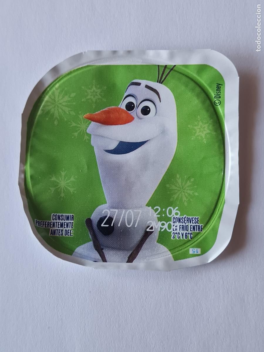 Etiquetas antiguas: OLAF FROZEN - DISNEY - TAPA YOGUR DANONE SABORES - 2023