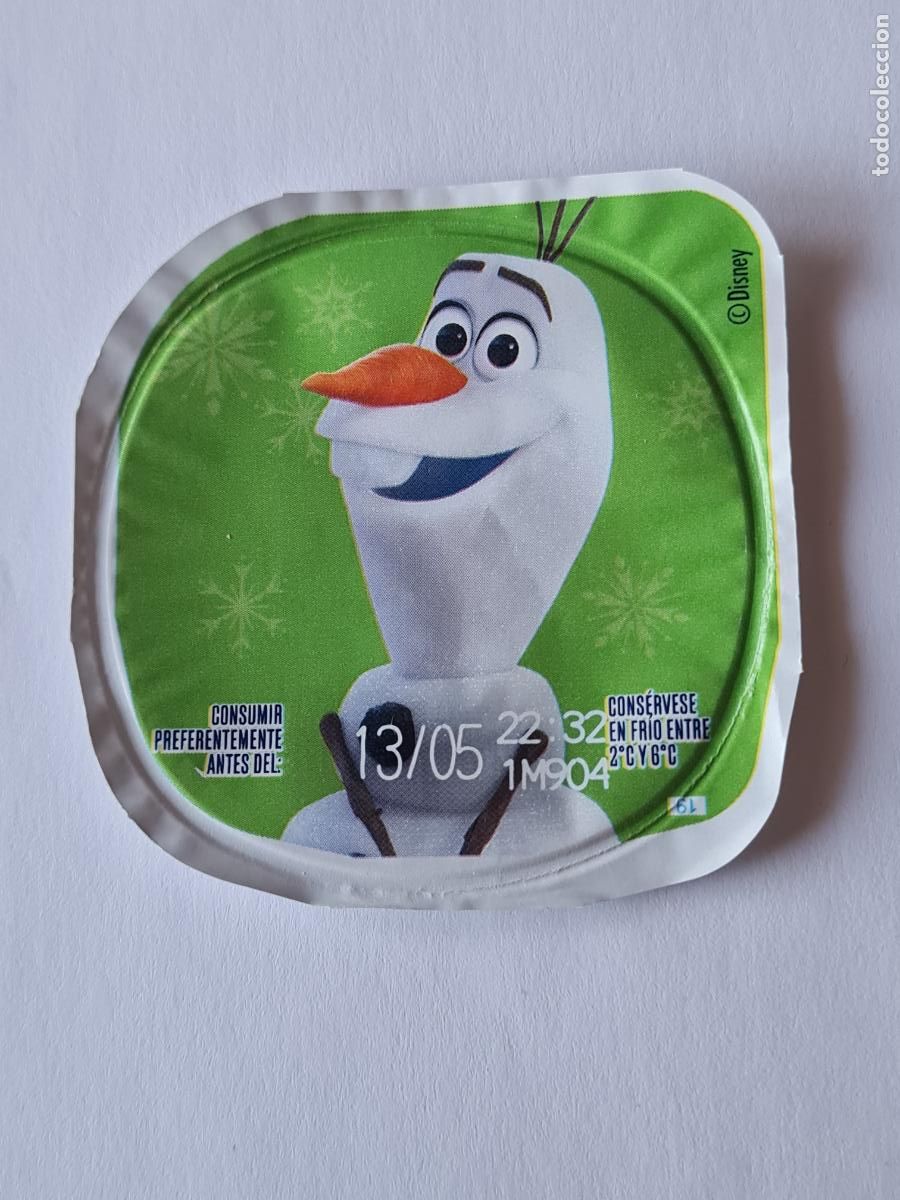 Etiquetas antiguas: OLAF FROZEN - DISNEY - TAPA YOGUR DANONE SABORES - 2023