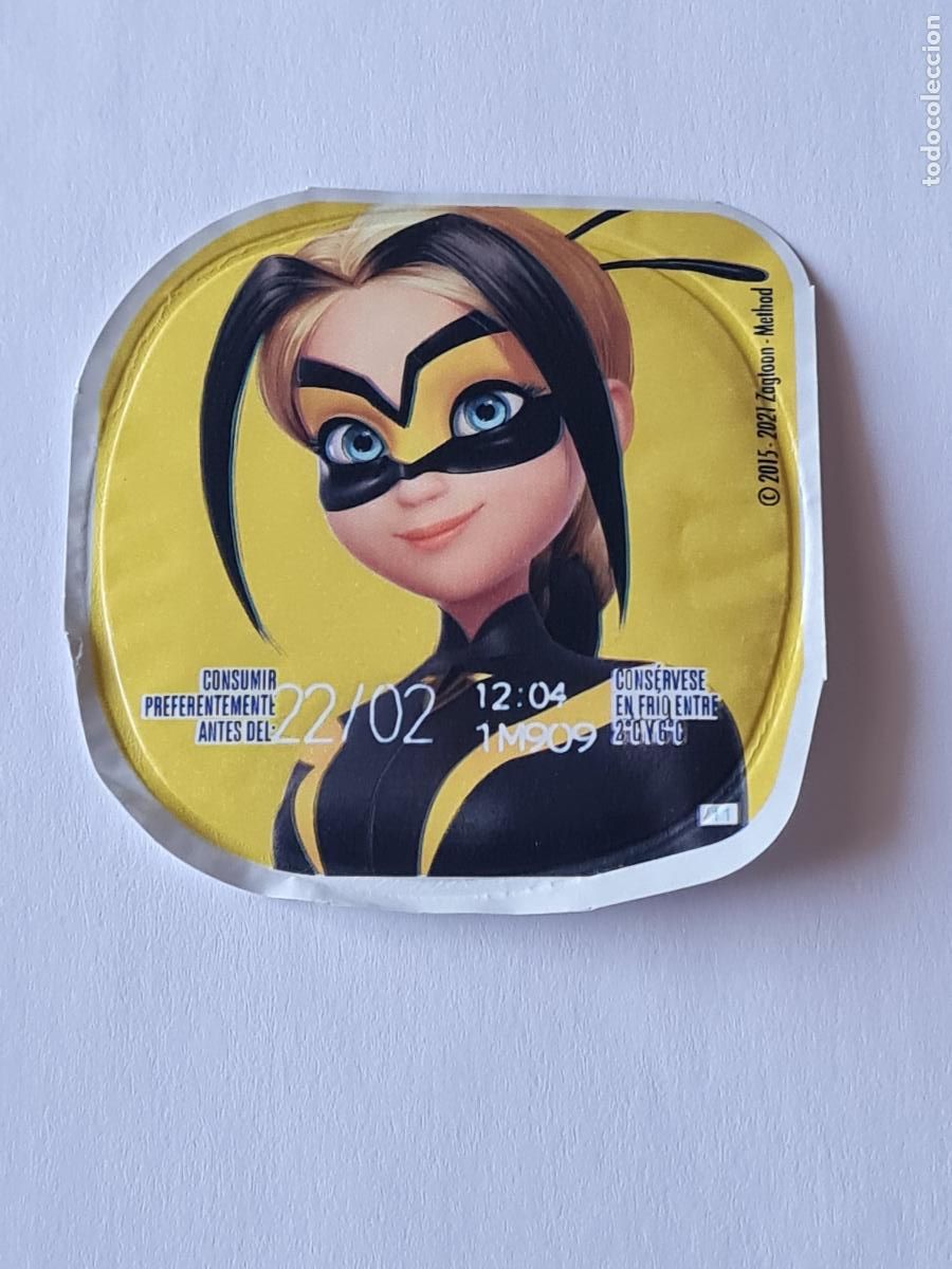Etiquetas antiguas: REINA AGUIJON/CAPARAZON REVERSO - TAPA YOGUR DANONE SABORES - MIRACOLOUS/LADYBUG 2023