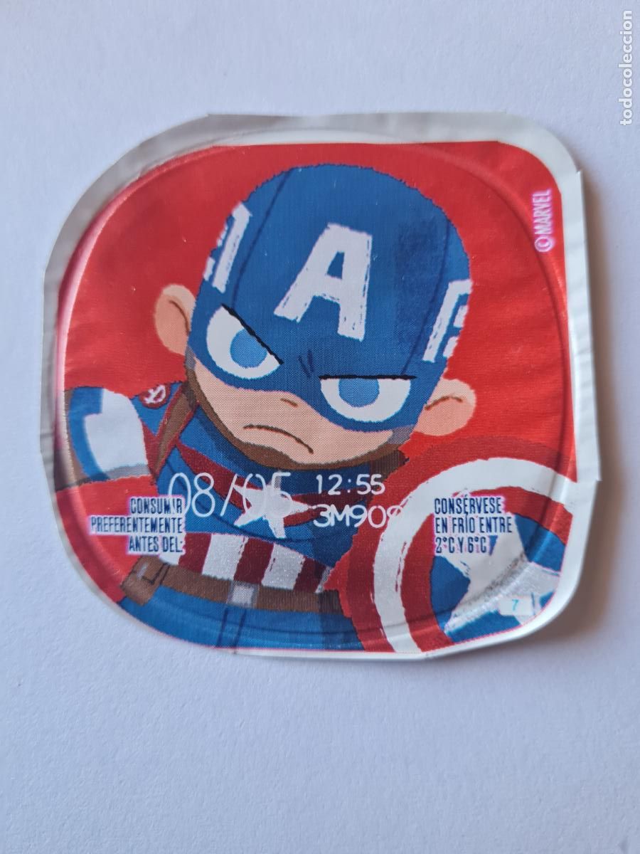 Etiquetas antiguas: CAPITAN AMERICA POSE 1 - MARVEL - DISNEY - TAPA YOGUR DANONE SABORES - 2023