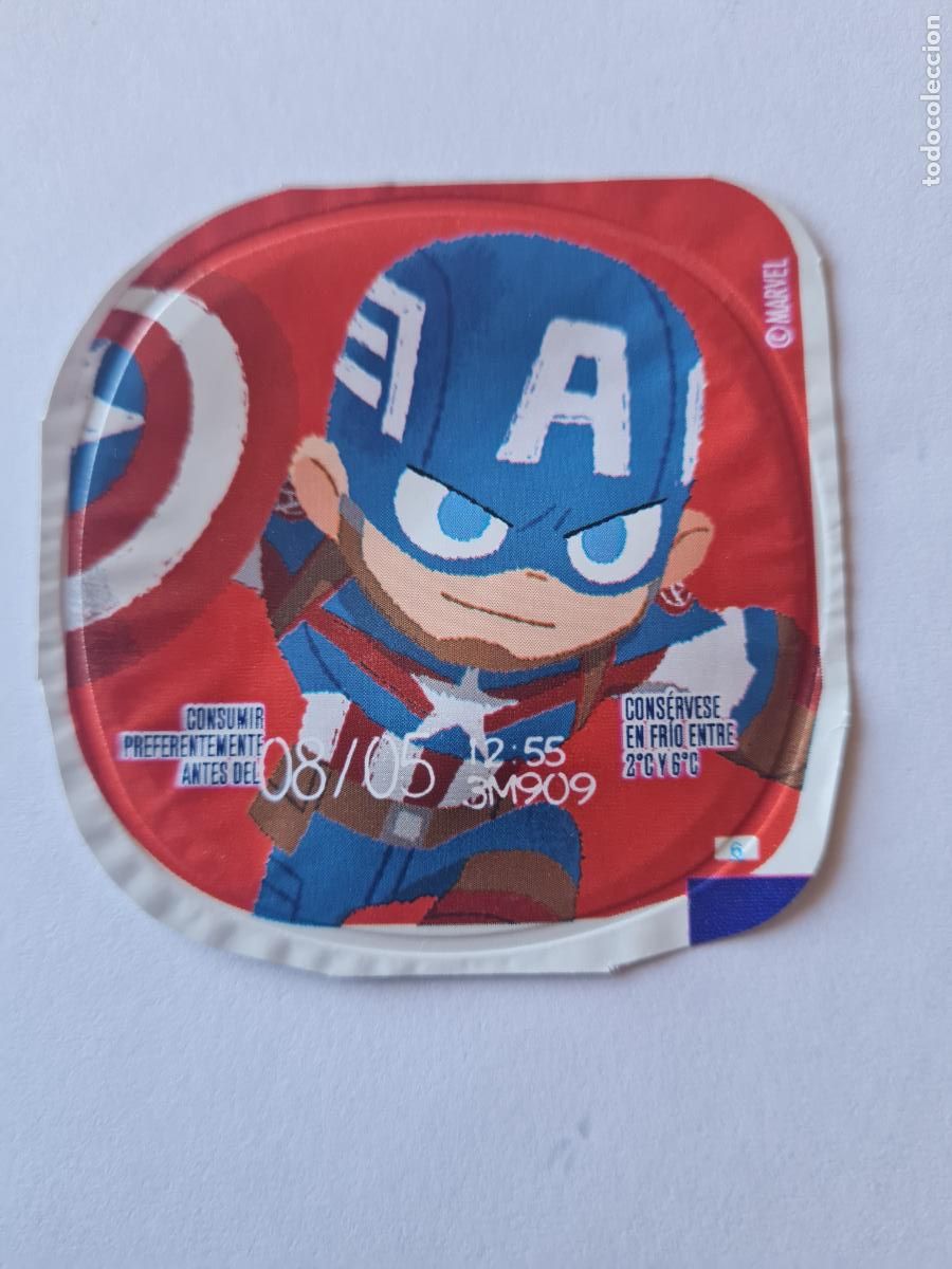 Etiquetas antiguas: CAPITAN AMERICA POSE 2 - MARVEL - DISNEY - TAPA YOGUR DANONE SABORES - 2023