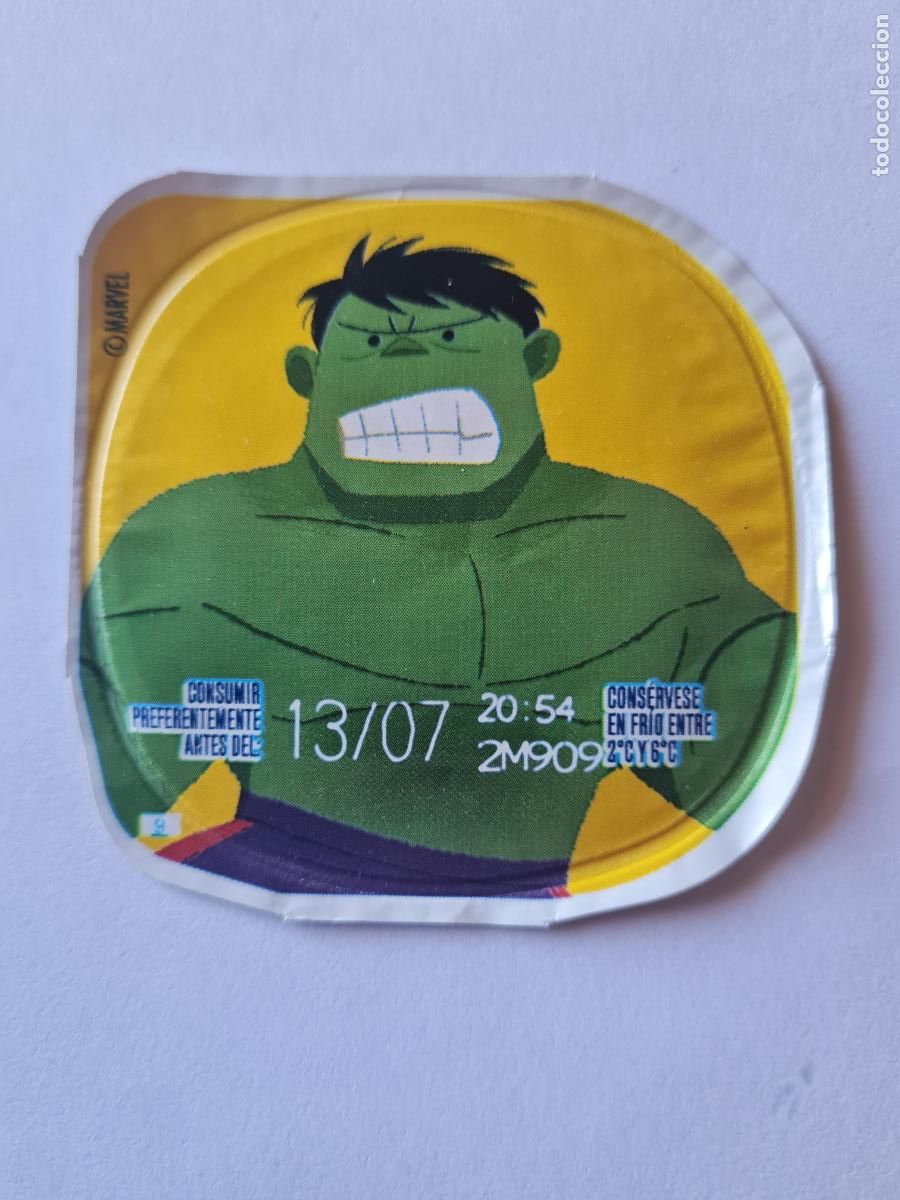 Etiquetas antiguas: HULK POSE 2 - MARVEL - DISNEY - TAPA YOGUR DANONE SABORES - 2023