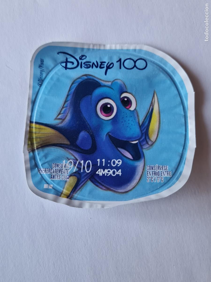 Etiquetas antiguas: DORY - BUSCANDO A NEMOS DISNEY 100 ANIVERSARIO - TAPA YOGUR DANONE SABORES - 2023