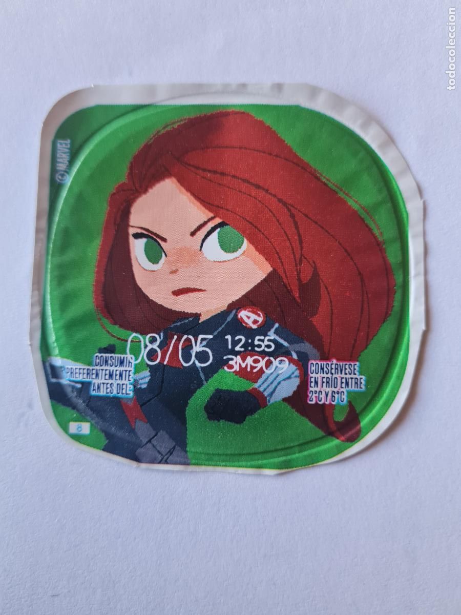 Etiquetas antiguas: VIUDA NEGRA - MARVEL - DISNEY - TAPA YOGUR DANONE SABORES - 2023