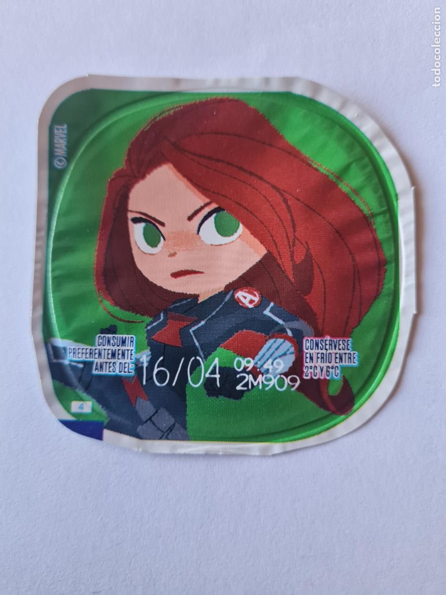 Etiquetas antiguas: VIUDA NEGRA - MARVEL - DISNEY - TAPA YOGUR DANONE SABORES - 2023