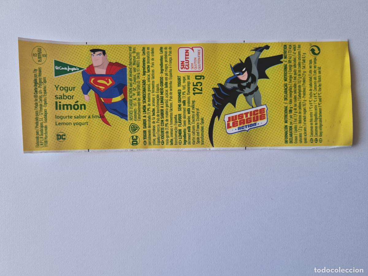 Etiquetas antiguas: SUPERMAN-BATMAN - JUSTICE LEAGUE/LIGA DE LA JUSTICIA/DC - ETIQUETAS YOGUR EL CORTE INGLES