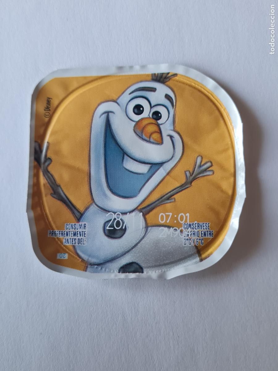 Etiquetas antiguas: OLAF-FROZEN DISNEY 100 ANIVERSARIO - TAPA YOGUR DANONE SABORES - 2023