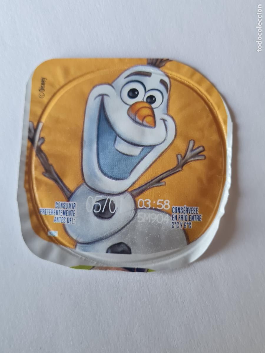 Etiquetas antiguas: OLAF-FROZEN DISNEY 100 ANIVERSARIO - TAPA YOGUR DANONE SABORES - 2023