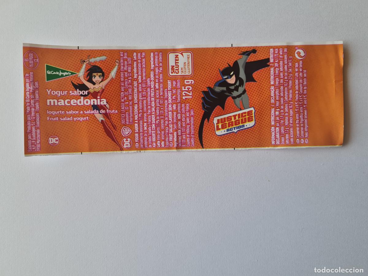 Etiquetas antiguas: WONDER WOMAN-BATMAN - JUSTICE LEAGUE/LIGA DE LA JUSTICIA/DC - ETIQUETAS YOGUR EL CORTE INGLES