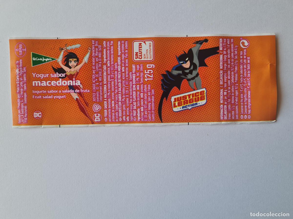 Etiquetas antiguas: WONDER WOMAN-BATMAN - JUSTICE LEAGUE/LIGA DE LA JUSTICIA/DC - ETIQUETAS YOGUR EL CORTE INGLES