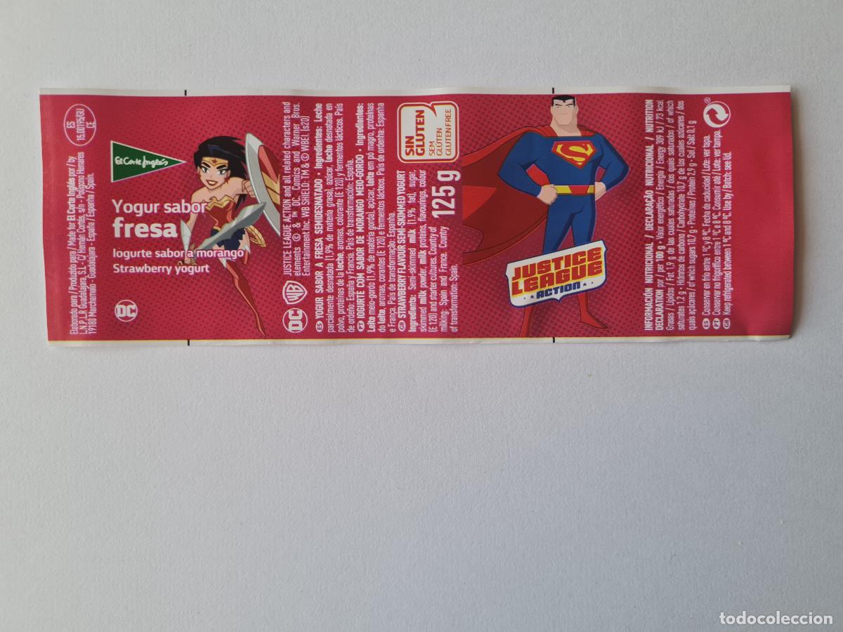 Etiquetas antiguas: WONDER WOMAN-SUPERMAN - JUSTICE LEAGUE/LIGA DE LA JUSTICIA/DC - ETIQUETAS YOGUR EL CORTE INGLES