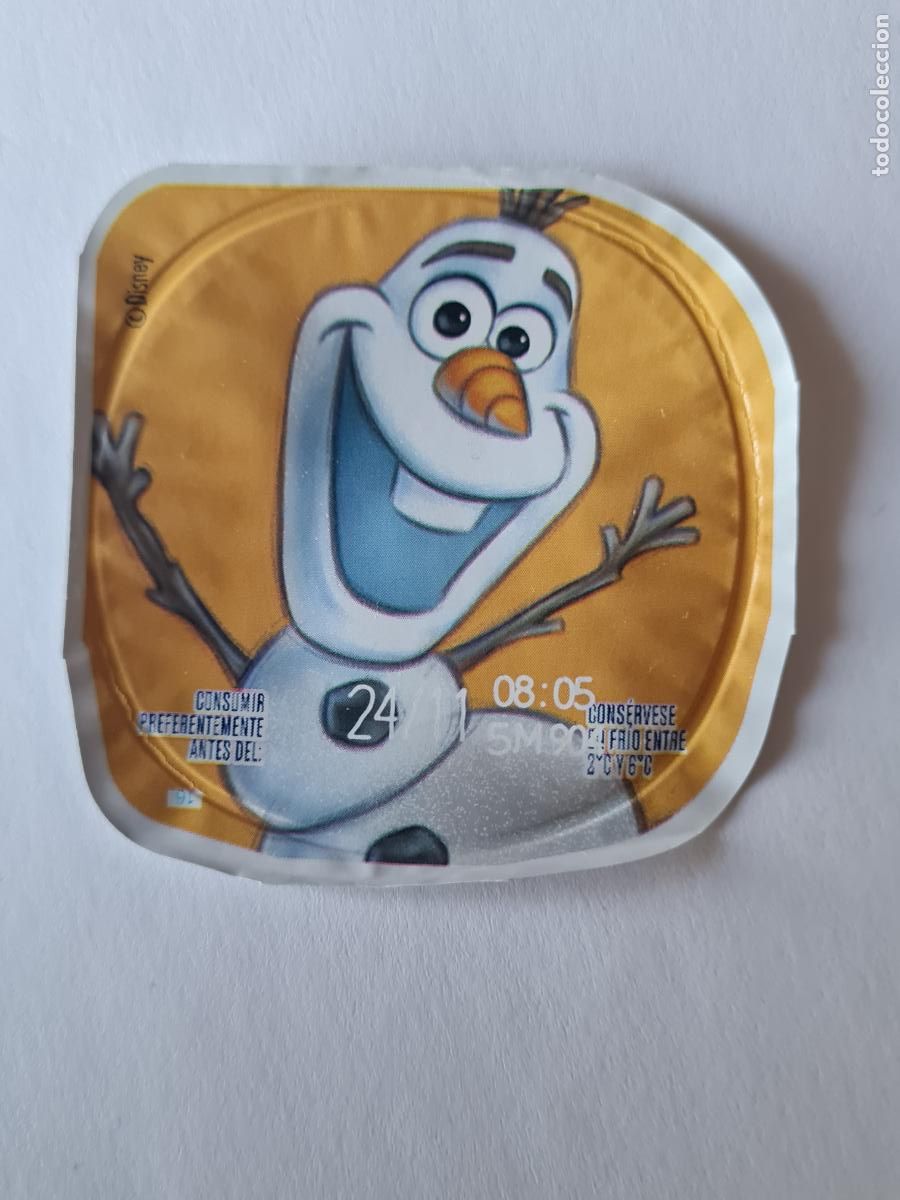 Etiquetas antiguas: OLAF-FROZEN DISNEY 100 ANIVERSARIO - TAPA YOGUR DANONE SABORES - 2023