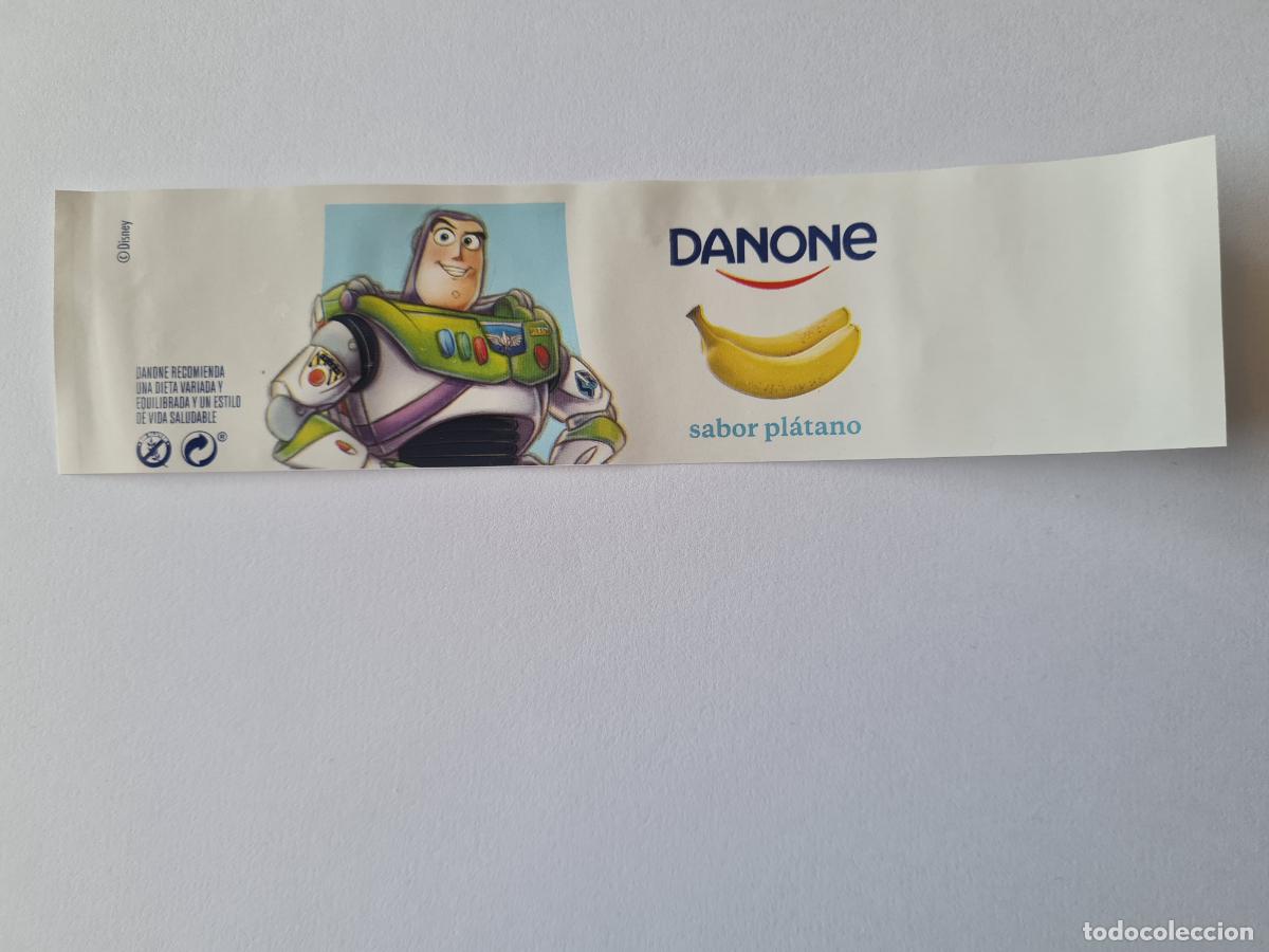 Etiquetas antiguas: BUZZ LIGHTYEAR - TOY STORY - SABOR PLATANO - DISNEY 100 ANIVERSARIO - ETIQUETAS YOGUR DANONE