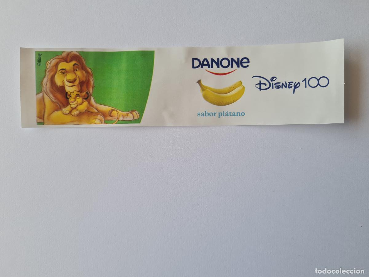 Etiquetas antiguas: SIMBA-MUFASA-EL REY LEON - SABOR PLATANO - DISNEY 100 ANIVERSARIO - ETIQUETAS YOGUR DANONE