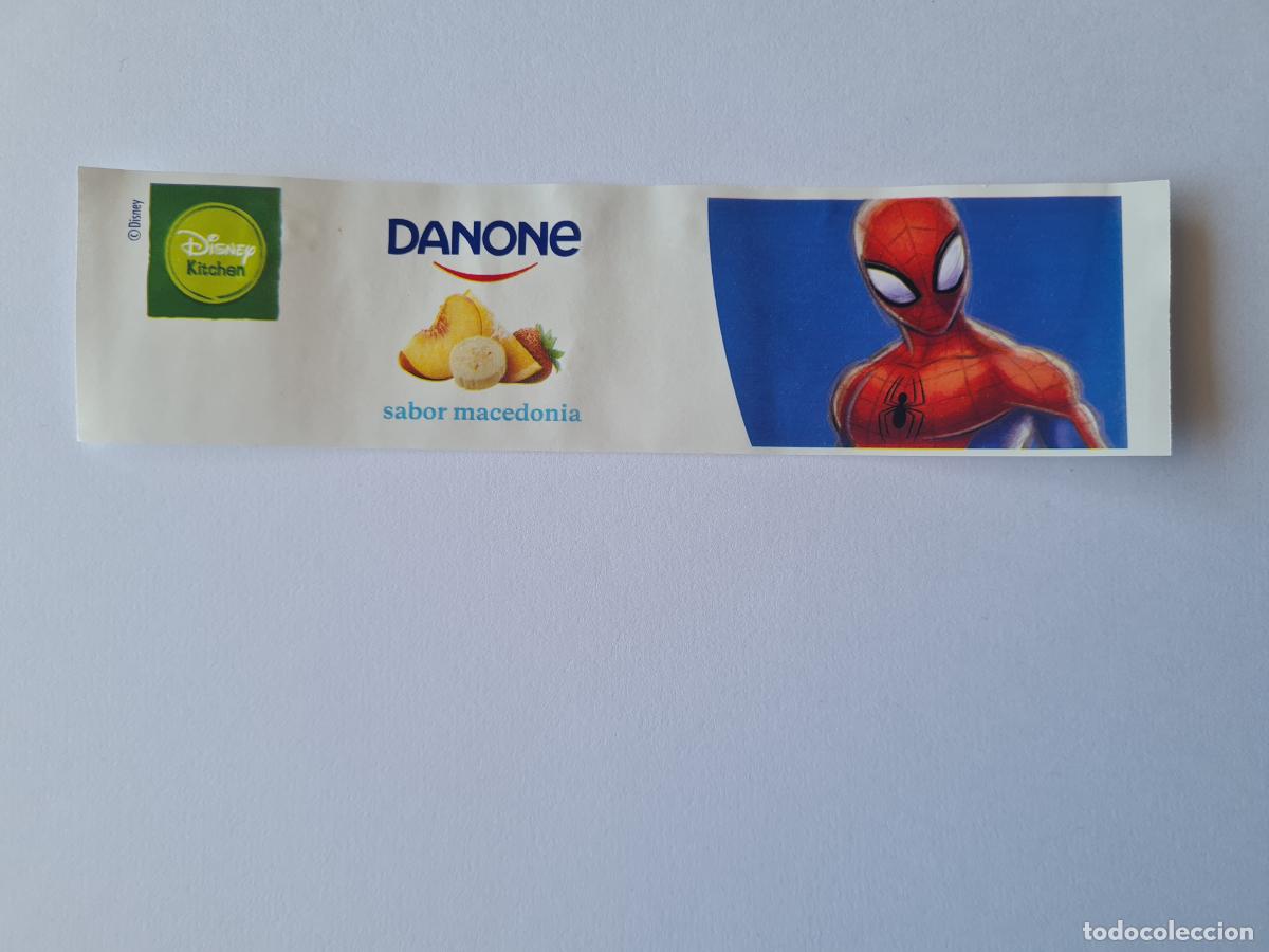 Etiquetas antiguas: SPIDERMAN-MARVEL - SABOR MACEDONIA - DISNEY 100 ANIVERSARIO - ETIQUETAS YOGUR DANONE