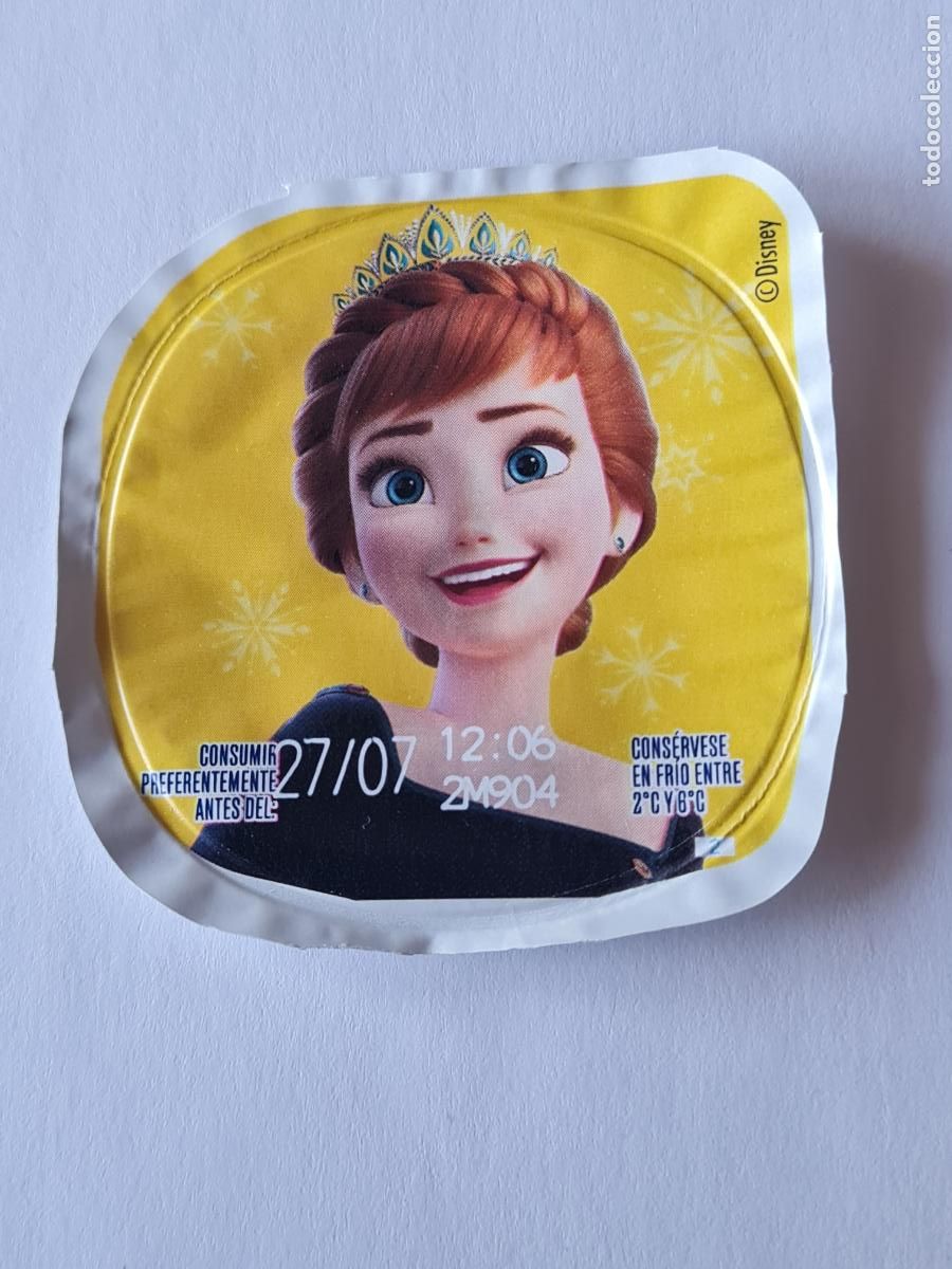Etiquetas antiguas: ANNA POSE 2 FROZEN - DISNEY - TAPA YOGUR DANONE SABORES - 2023