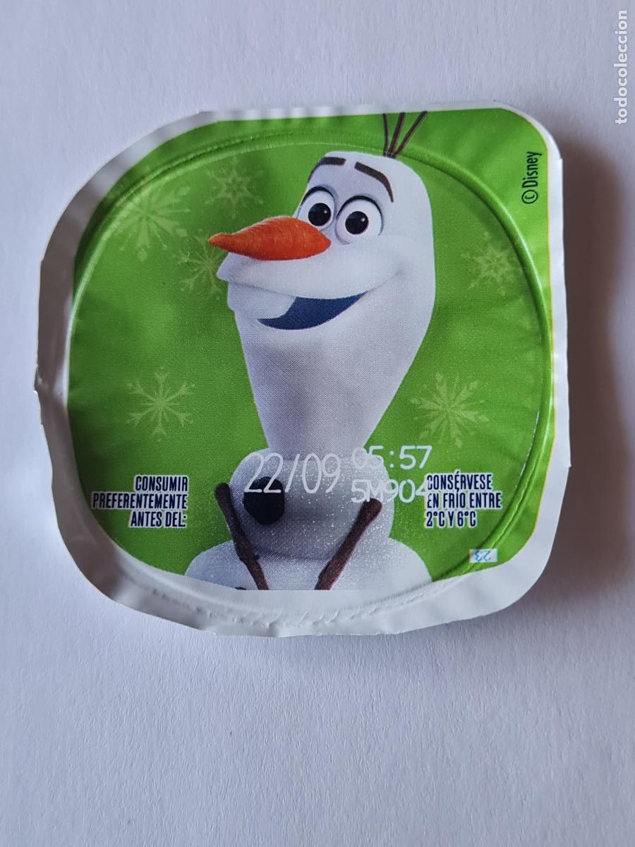 Etiquetas antiguas: OLAF FROZEN - DISNEY - TAPA YOGUR DANONE SABORES - 2023
