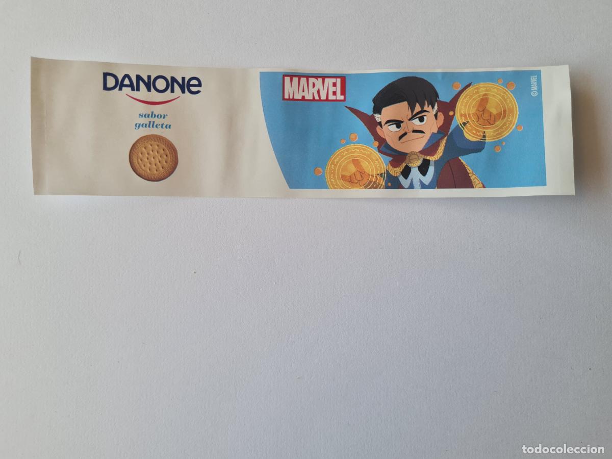 Etiquetas antiguas: DOCTOR STRANGE - SABOR GALLETA - MARVEL - ETIQUETAS YOGUR DANONE
