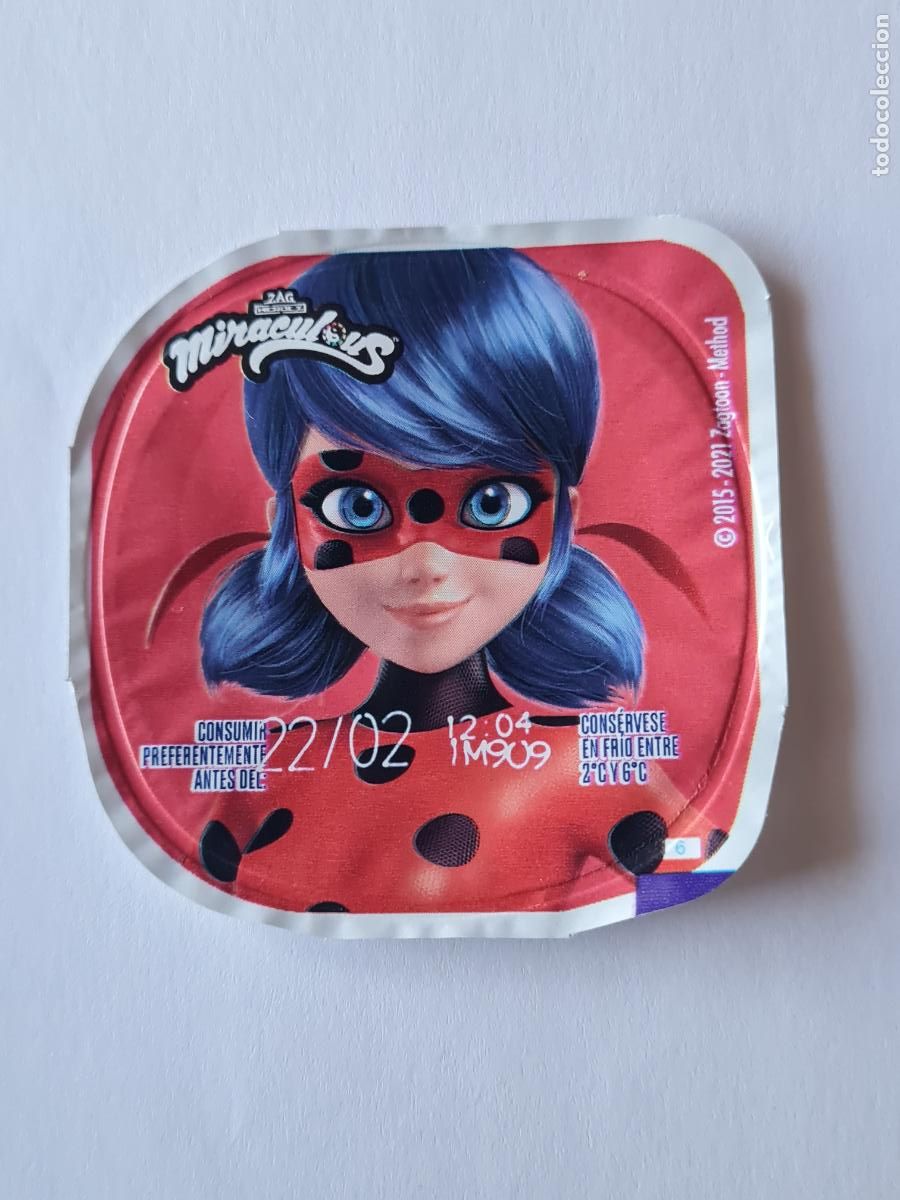 Etiquetas antiguas: LADYBUG FONDO ROJO/LADYBUG REVERSO - TAPA YOGUR DANONE SABORES - MIRACOLOUS/LADYBUG 2023 2023