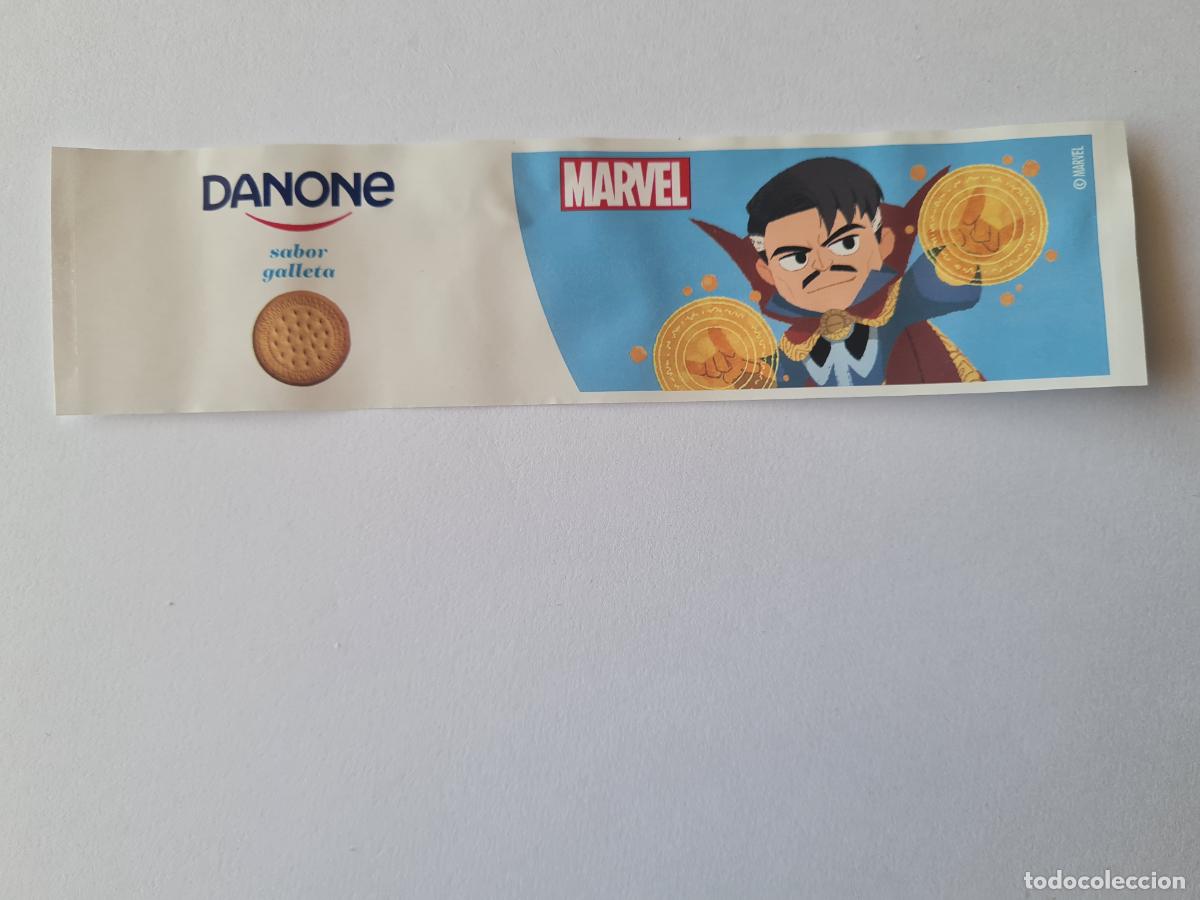 Etiquetas antiguas: DOCTOR STRANGE - SABOR GALLETA - MARVEL - ETIQUETAS YOGUR DANONE