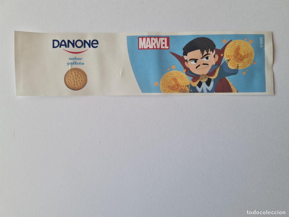 Etiquetas antiguas: DOCTOR STRANGE - SABOR GALLETA - MARVEL - ETIQUETAS YOGUR DANONE