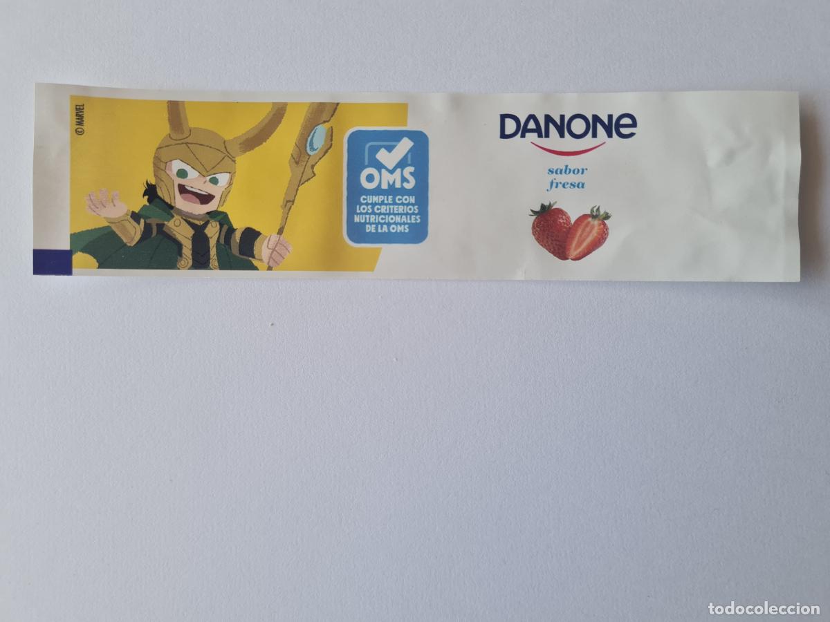 Etiquetas antiguas: LOKI - SABOR FRESA - MARVEL - ETIQUETAS YOGUR DANONE