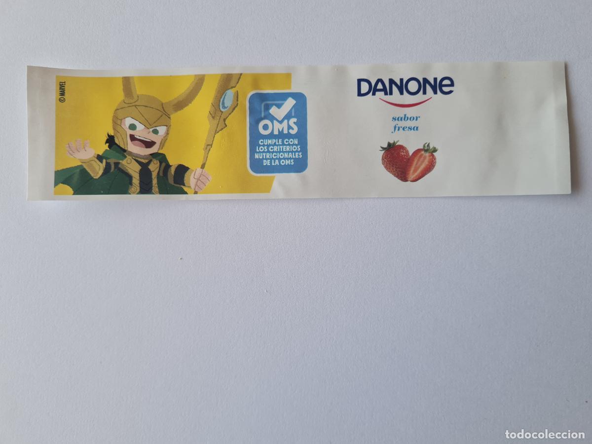 Etiquetas antiguas: LOKI - SABOR FRESA - MARVEL - ETIQUETAS YOGUR DANONE