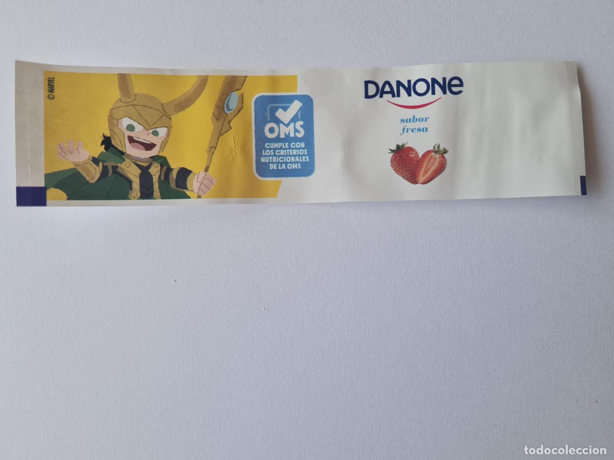 Etiquetas antiguas: LOKI - SABOR FRESA - MARVEL - ETIQUETAS YOGUR DANONE