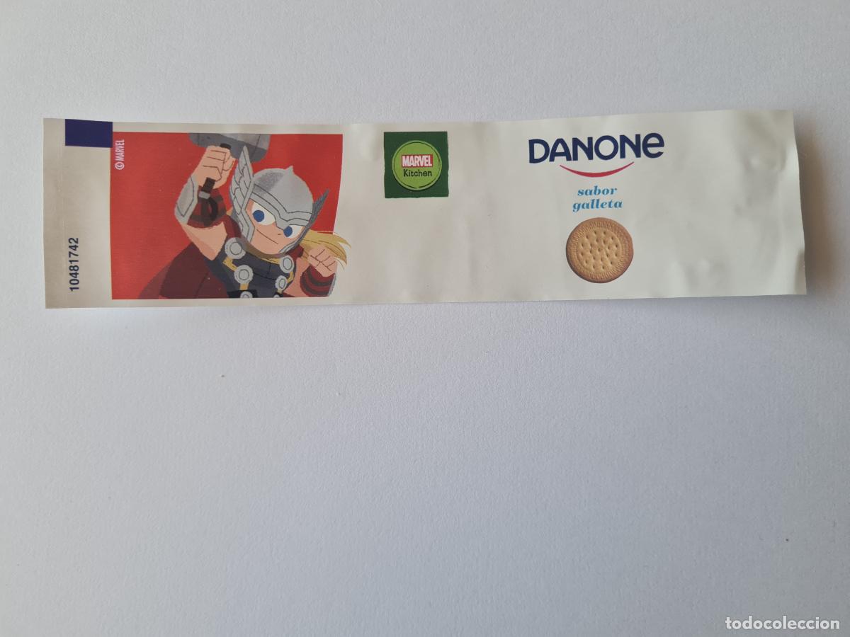 Etiquetas antiguas: THOR POSE 2 - SABOR GALLETA - MARVEL - ETIQUETAS YOGUR DANONE