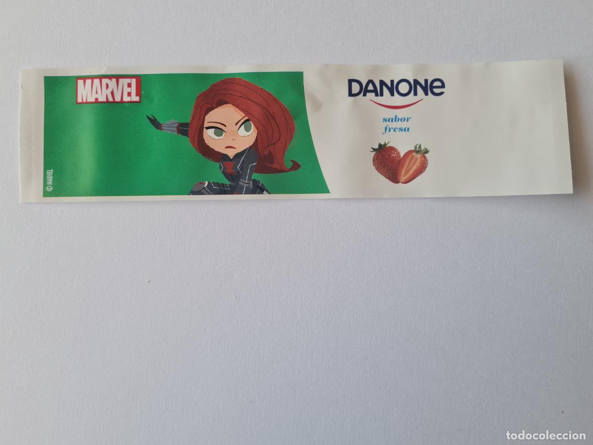 Etiquetas antiguas: VIUDA NEGRA - SABOR FRESA - MARVEL - ETIQUETAS YOGUR DANONE