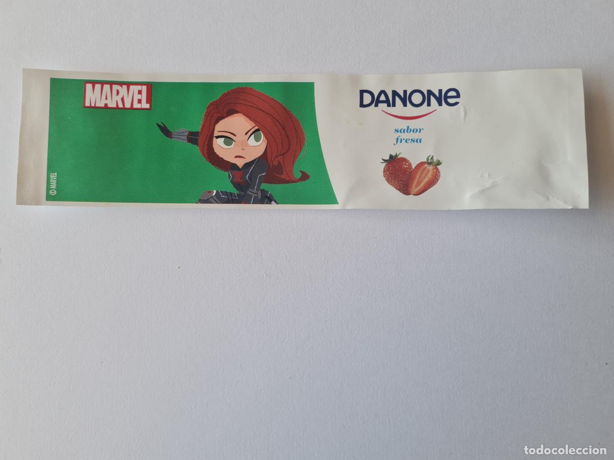 Etiquetas antiguas: VIUDA NEGRA - SABOR FRESA - MARVEL - ETIQUETAS YOGUR DANONE