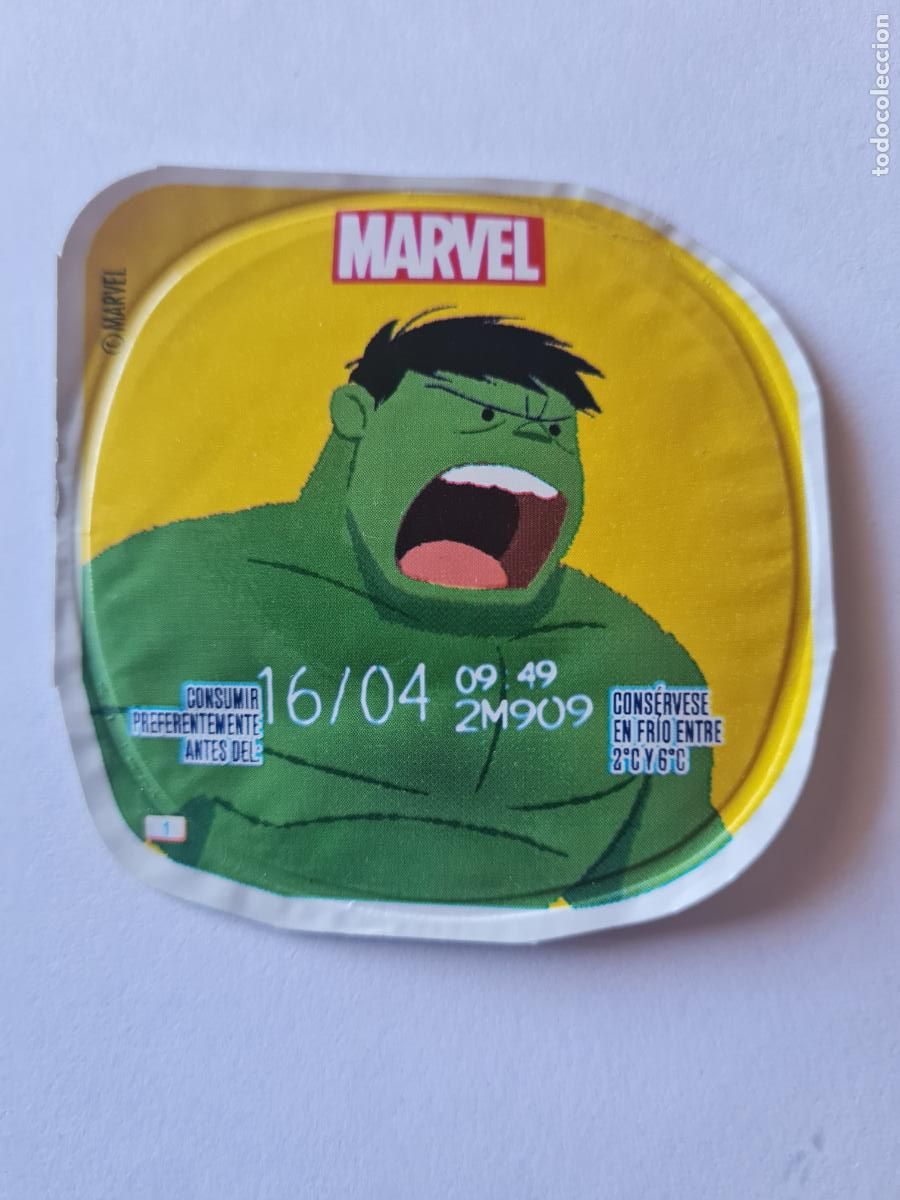 Etiquetas antiguas: HULK POSE 1 - MARVEL - DISNEY - TAPA YOGUR DANONE SABORES - 2023