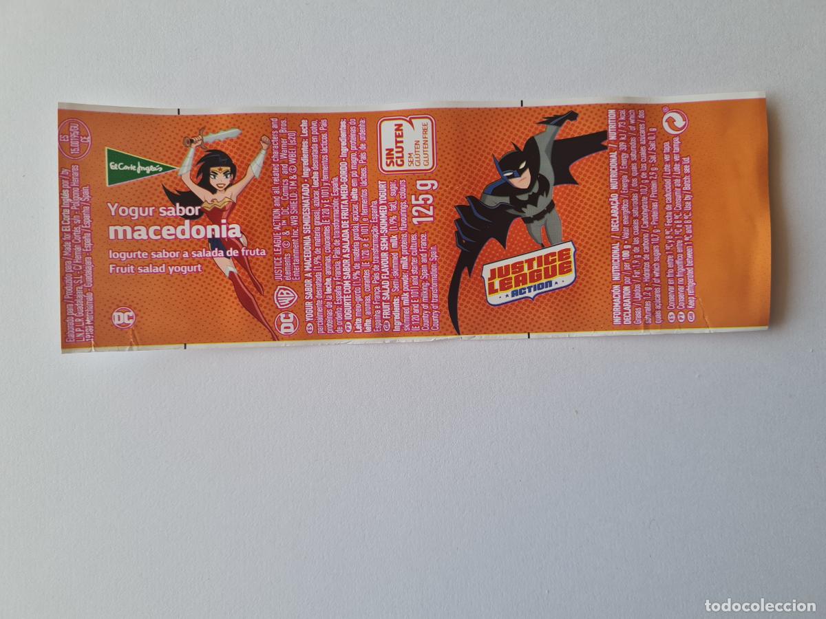 Etiquetas antiguas: WONDER WOMAN-BATMAN - JUSTICE LEAGUE/LIGA DE LA JUSTICIA/DC - ETIQUETAS YOGUR EL CORTE INGLES