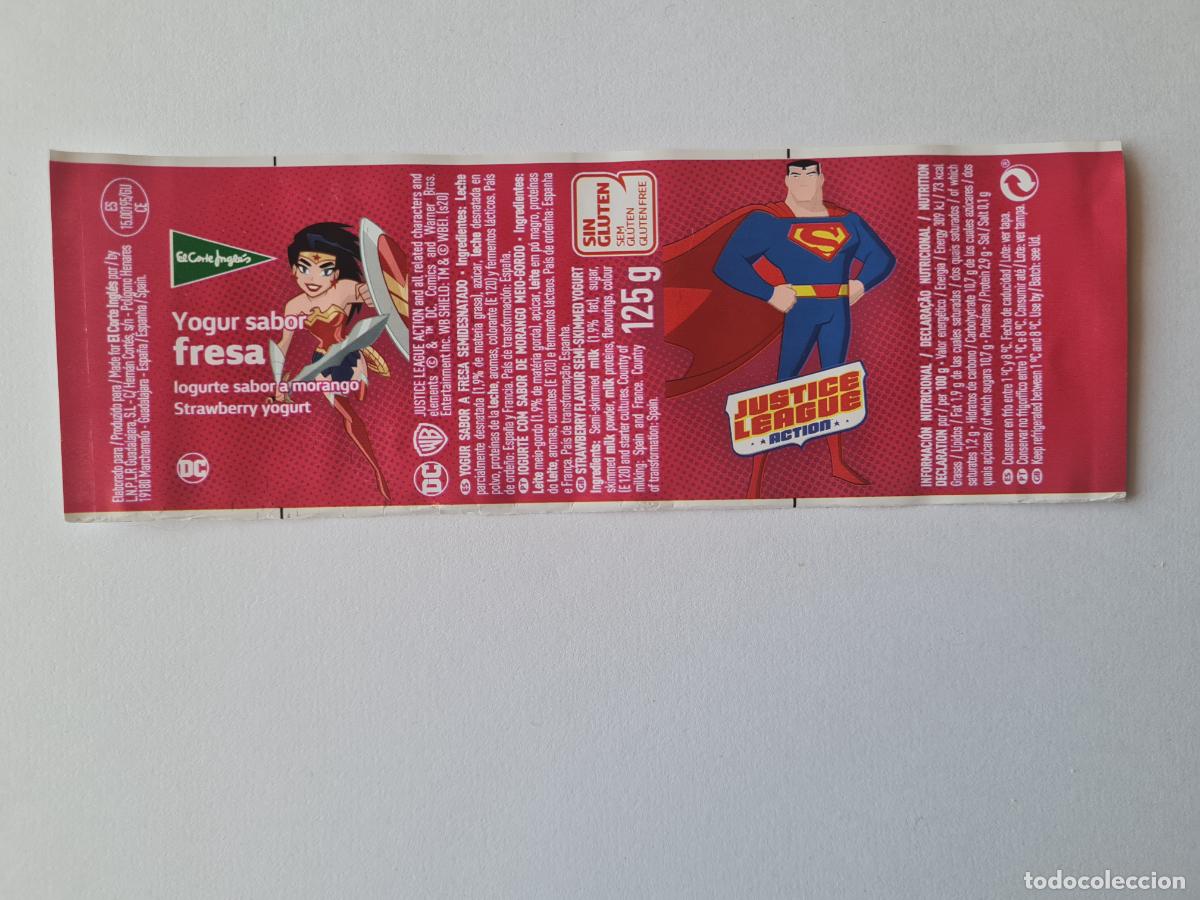 Etiquetas antiguas: WONDER WOMAN-SUPERMAN - JUSTICE LEAGUE/LIGA DE LA JUSTICIA/DC - ETIQUETAS YOGUR EL CORTE INGLES