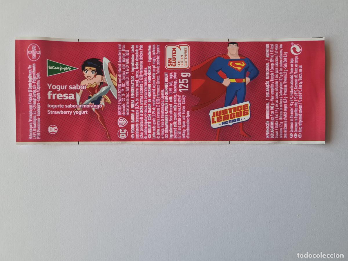 Etiquetas antiguas: WONDER WOMAN-SUPERMAN - JUSTICE LEAGUE/LIGA DE LA JUSTICIA/DC - ETIQUETAS YOGUR EL CORTE INGLES