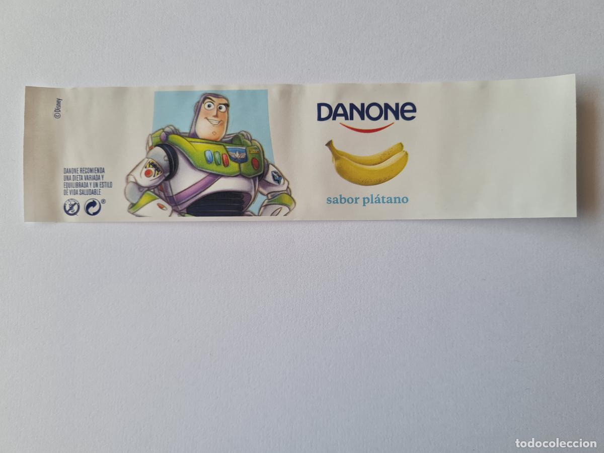Etiquetas antiguas: BUZZ LIGHTYEAR - TOY STORY - SABOR PLATANO - DISNEY 100 ANIVERSARIO - ETIQUETAS YOGUR DANONE