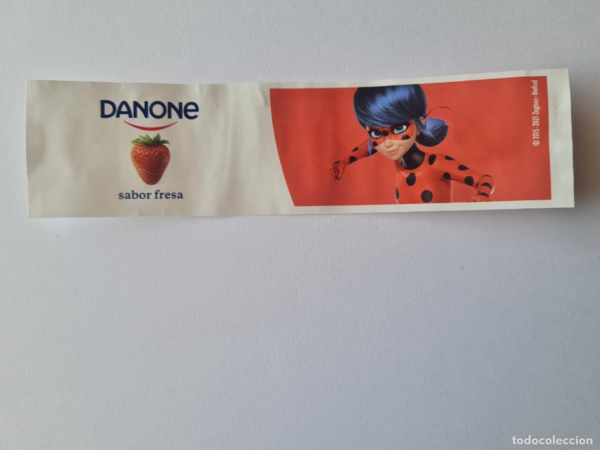 Etiquetas antiguas: LADYBUG FONDO ROJO - SABOR FRESA- MIRACOLOUS/LADYBUG - ETIQUETAS YOGUR DANONE
