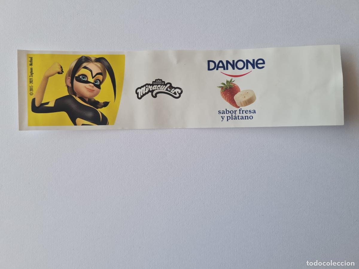 Etiquetas antiguas: QUEEN BEE - SABOR FRESA/PLATANO- MIRACOLOUS/LADYBUG - ETIQUETAS YOGUR DANONE