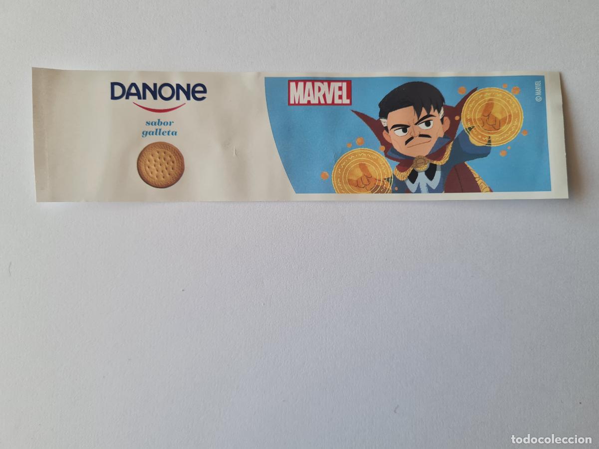 Etiquetas antiguas: DOCTOR STRANGE - SABOR GALLETA - MARVEL - ETIQUETAS YOGUR DANONE