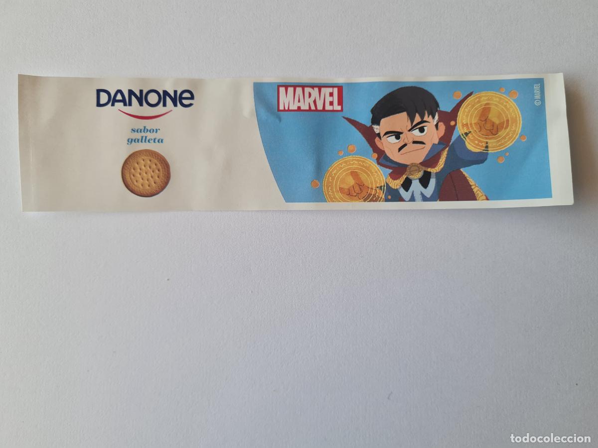 Etiquetas antiguas: DOCTOR STRANGE - SABOR GALLETA - MARVEL - ETIQUETAS YOGUR DANONE
