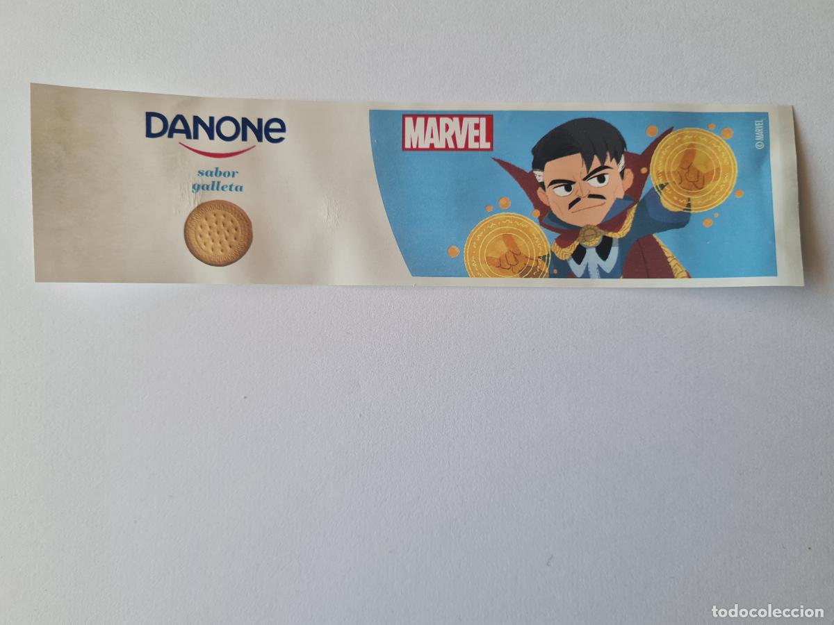 Etiquetas antiguas: DOCTOR STRANGE - SABOR GALLETA - MARVEL - ETIQUETAS YOGUR DANONE