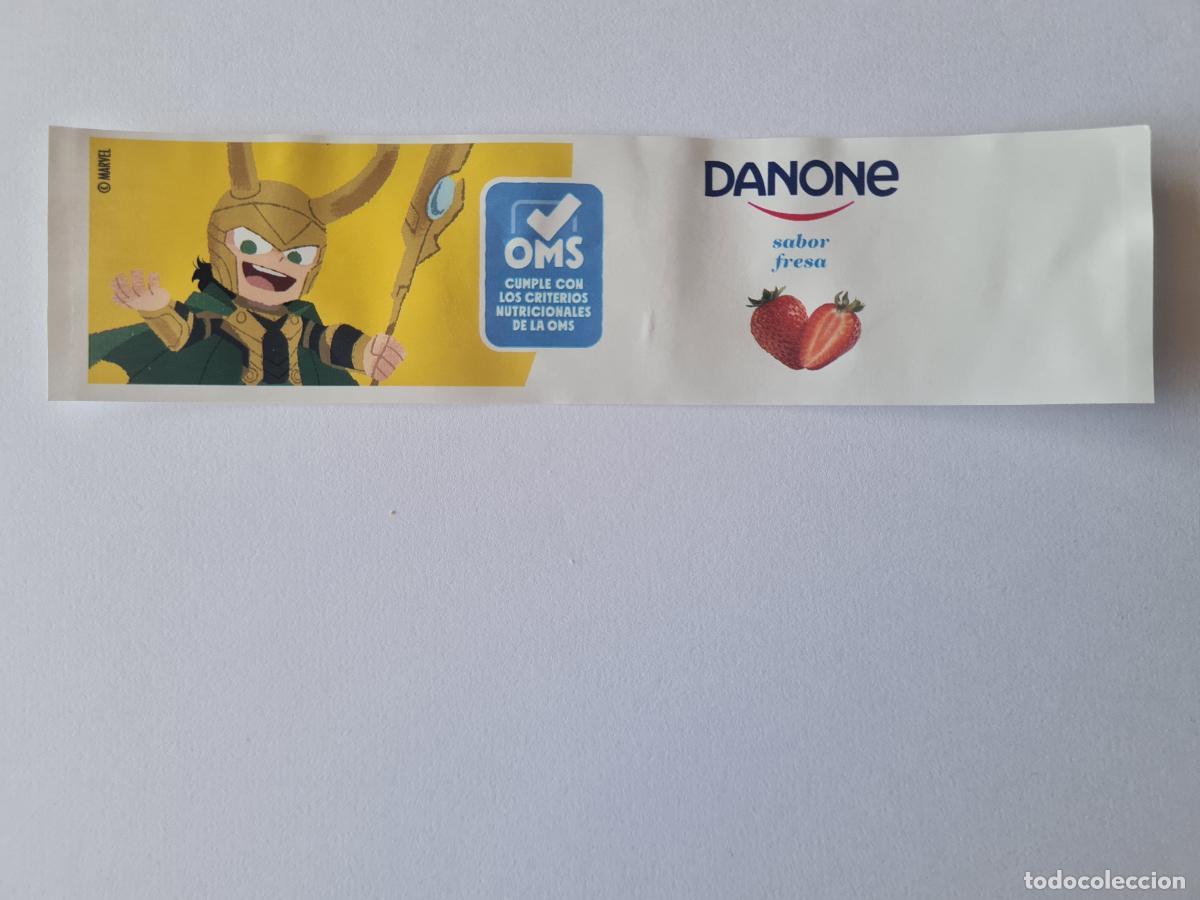Etiquetas antiguas: LOKI - SABOR FRESA - MARVEL - ETIQUETAS YOGUR DANONE