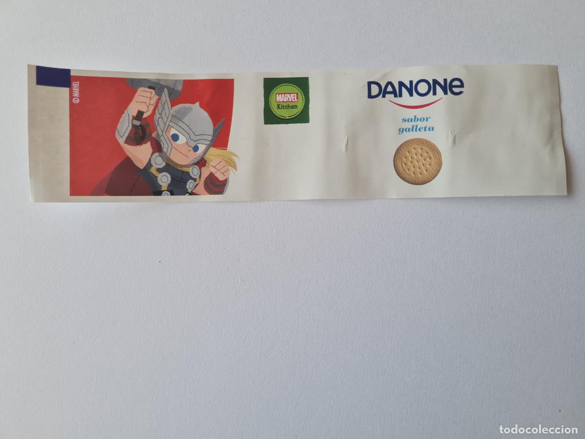 Etiquetas antiguas: THOR POSE 2 - SABOR GALLETA - MARVEL - ETIQUETAS YOGUR DANONE