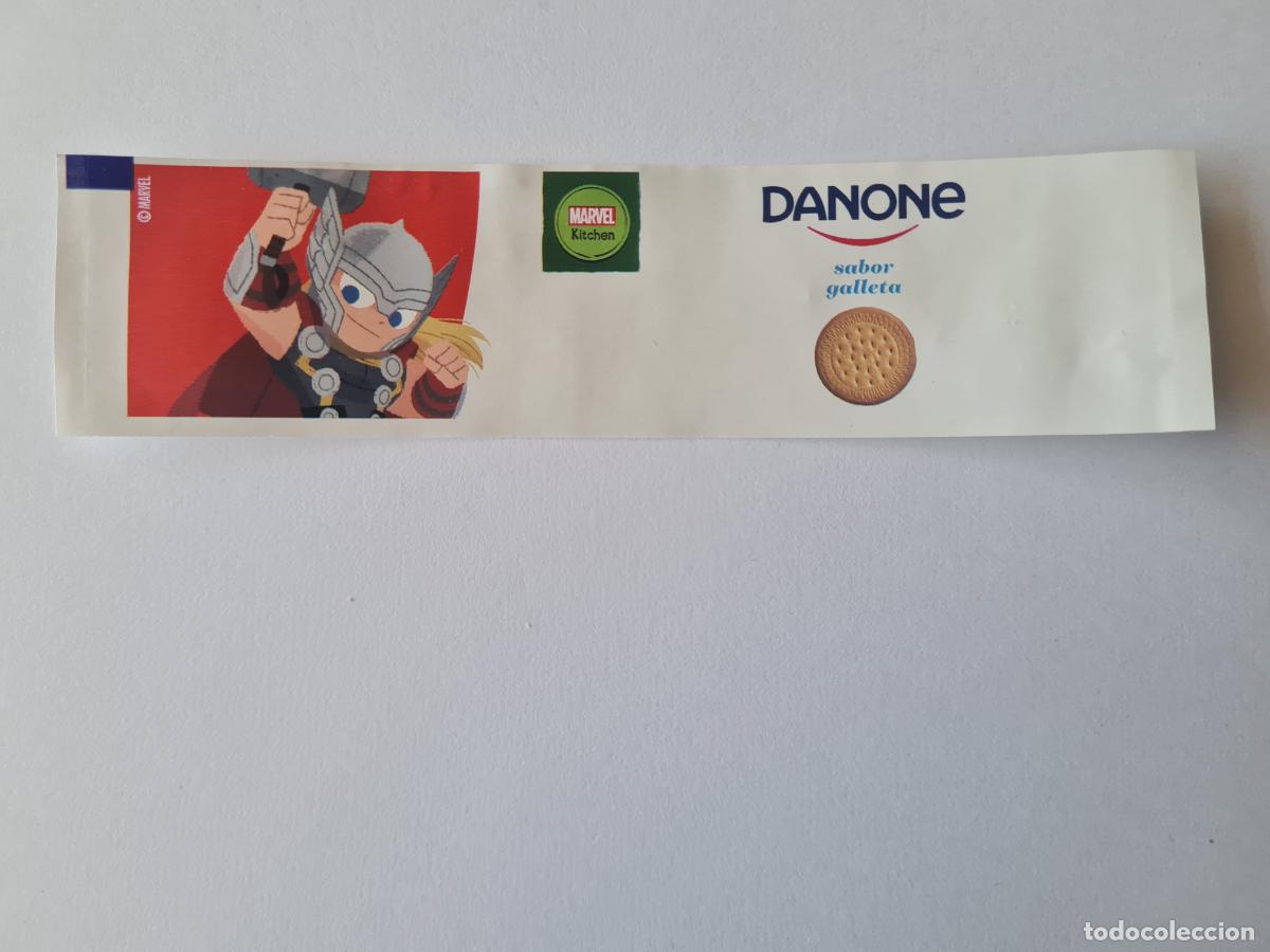Etiquetas antiguas: THOR POSE 2 - SABOR GALLETA - MARVEL - ETIQUETAS YOGUR DANONE