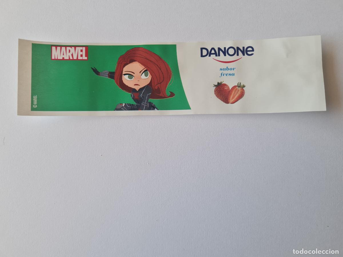 Etiquetas antiguas: VIUDA NEGRA - SABOR FRESA - MARVEL - ETIQUETAS YOGUR DANONE