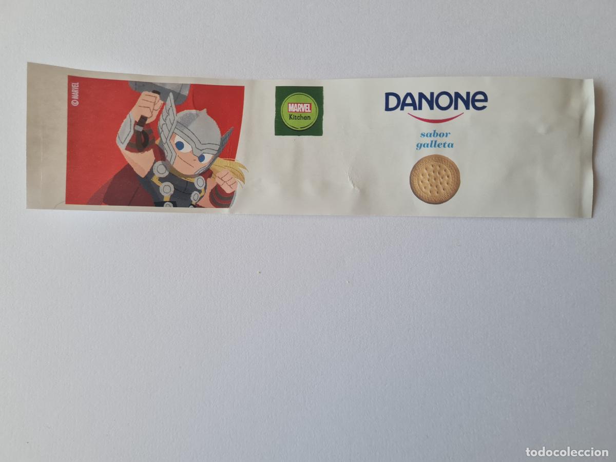 Etiquetas antiguas: THOR POSE 2 - SABOR GALLETA - MARVEL - ETIQUETAS YOGUR DANONE