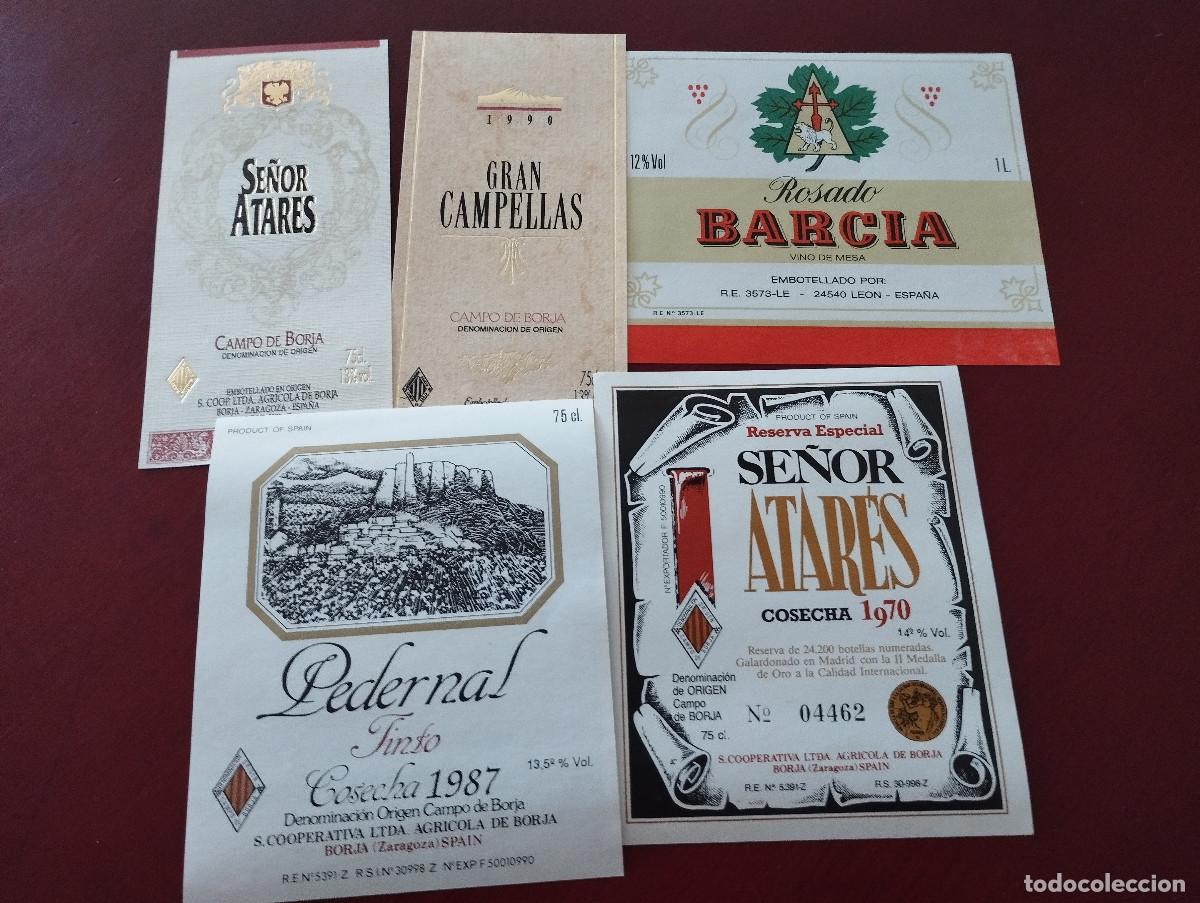 Etiquetas antiguas: 5- ETIQUETAS - VINO - GRAN CAMPELLAS - SE&Ntilde;OR ATARES - PEDERNAL - BARCIA -